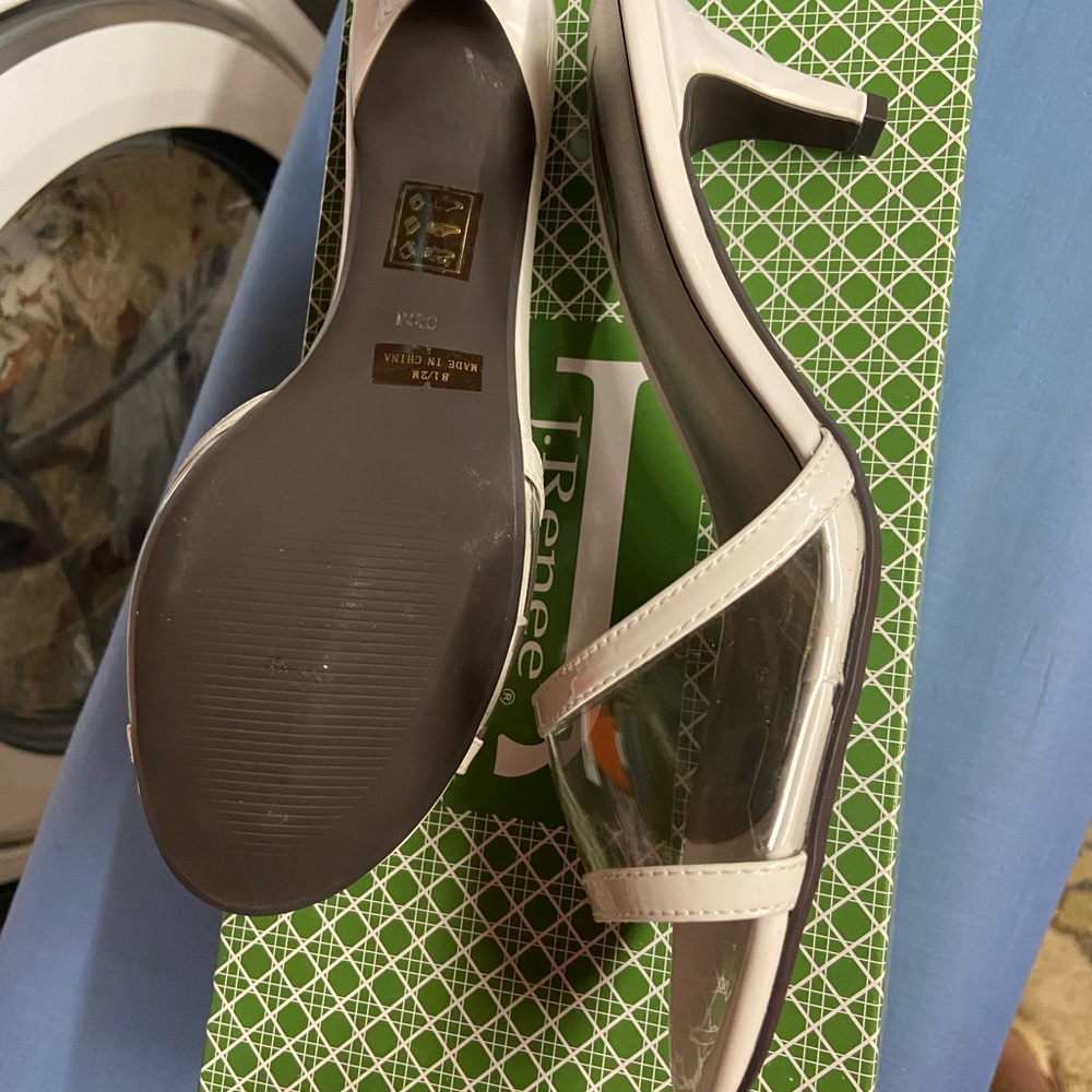 J Renee - Damini JJ clear and white kitten heel with open toes size 8.5